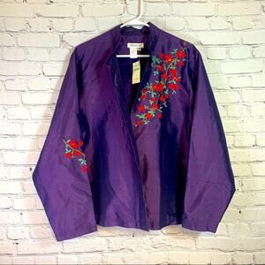 NWT Coldwater Creek Purple Embroidered Jacket XXL RR0851